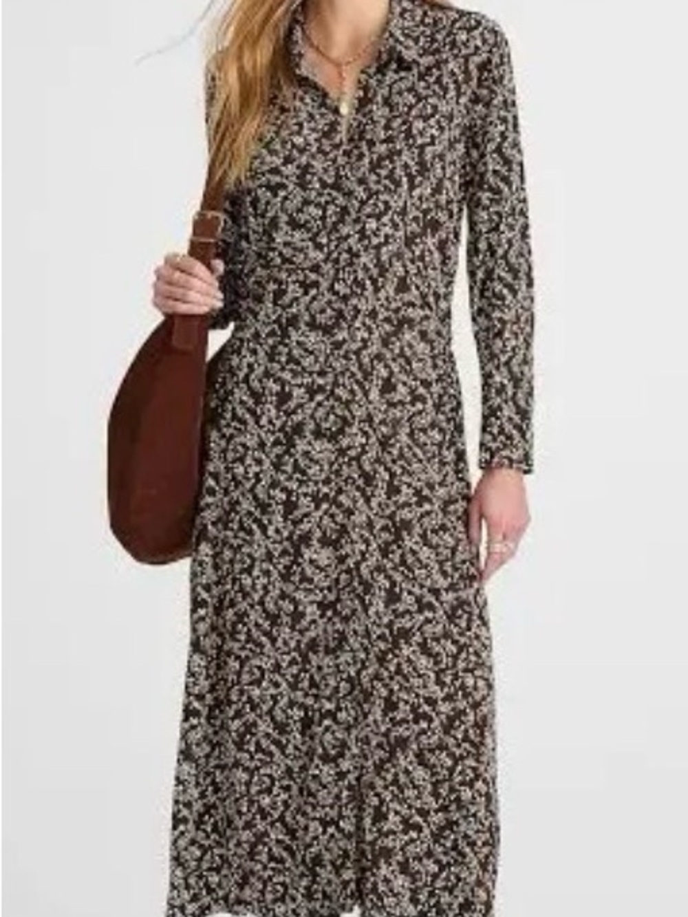 Madewell Floral-Print Long Sleeve Midi Dress